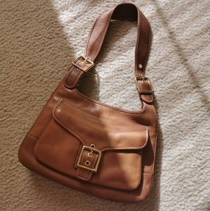 coach vintage shoulder bag tan leather 9340